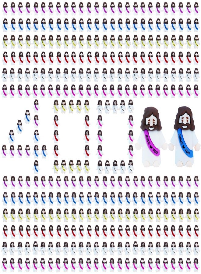 ILHSTY 400 Pcs Little Jesus Figures - Mix 6 Colors Rubber Mini Jesus Figurines in Bulk Christian Doll Tiny Baby Jesus Loves You Figures for Hide and Seek Easter Egg Fillers Egg Hunt Religious Party Favors - Image 1